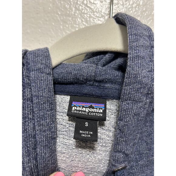 Patagonia Women's Flying Fish Pullover Hooded Blue Organic Cotton Size Small - Picture 4 of 7